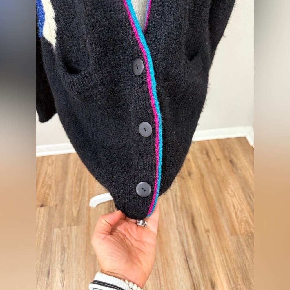 Vintage Cervelle Mohair Wool Blend Cardigan Sweater Knit Size L-XL Crazy 80s. - Picture 5 of 8